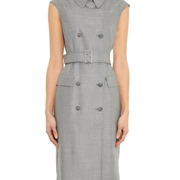 NWT Max Mara Sumatra Belted Double Breasted Wool/Silk Tailor Dress/Vest Sz US 2 - Picture 1 of 12